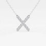 White gold X pendant necklace with lab grown diamonds on delicate chain, Delux Jewelry