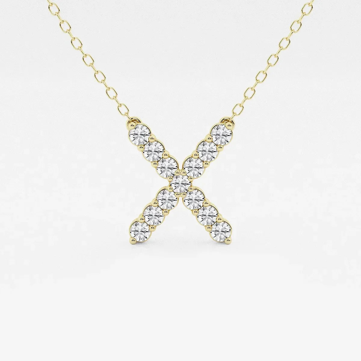 X pendant necklace in yellow gold with lab grown diamonds by Delux Jewelry