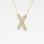 Yellow gold pendant necklace with lab grown diamonds in an X design, Delux Jewelry