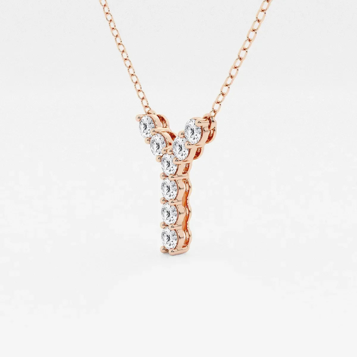 Rose gold necklace with letter Y pendant set with lab grown diamonds, Delux Jewelry