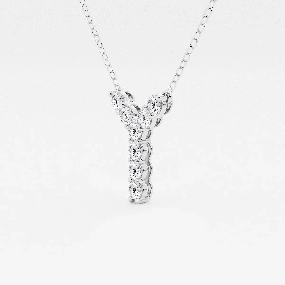 Lab grown diamond Y pendant in white gold on chain, Delux Jewelry fine necklace