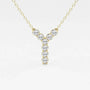 Yellow gold Y pendant necklace with round lab grown diamonds from Delux Jewelry