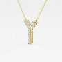 Yellow gold necklace with Y-shaped pendant set with round lab grown diamonds from Delux Jewelry.