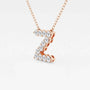 Rose gold pendant necklace with Z initial, lab grown diamonds, Delux Jewelry