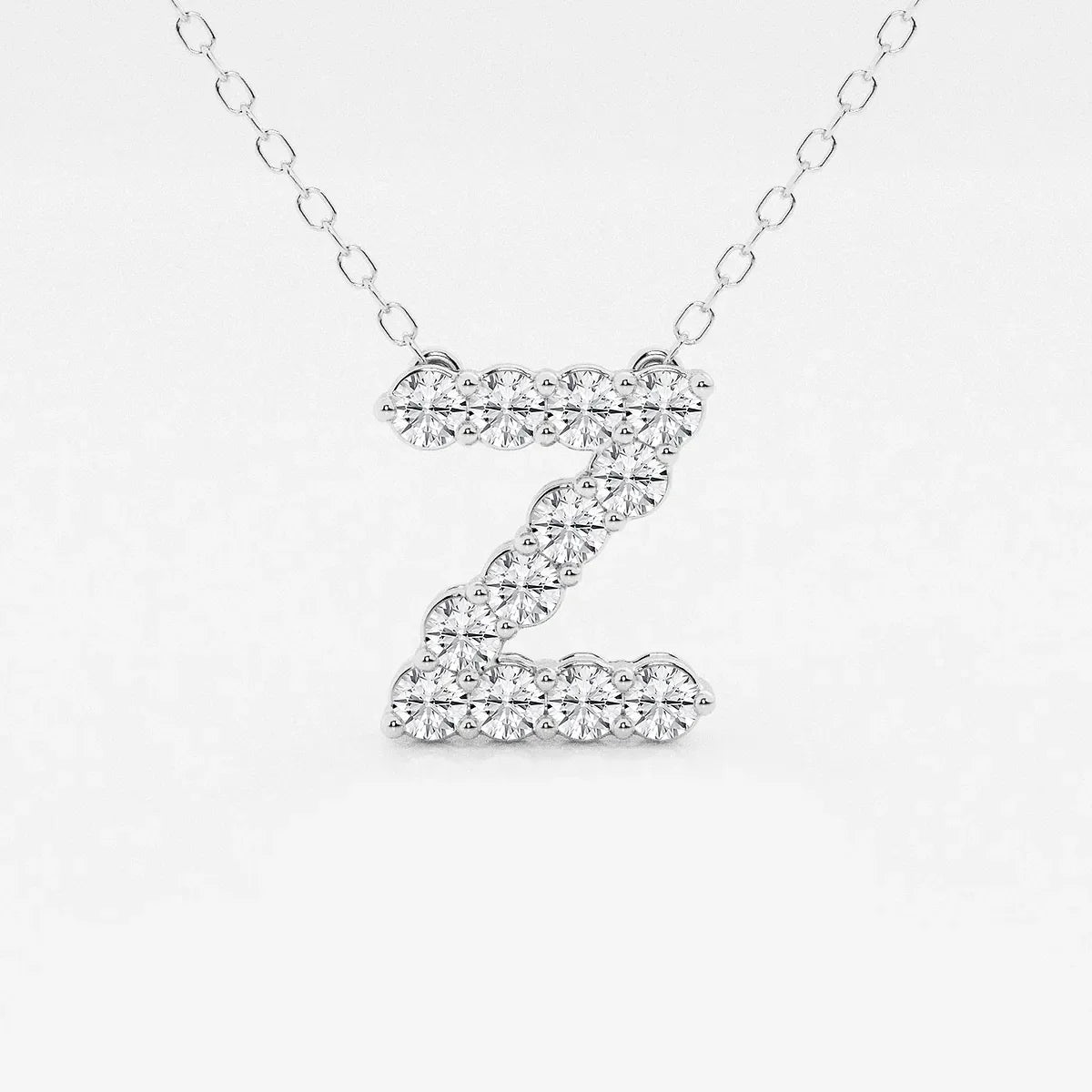 Lab grown diamond Z pendant necklace in white gold on Delux Jewelry fine jewelry chain