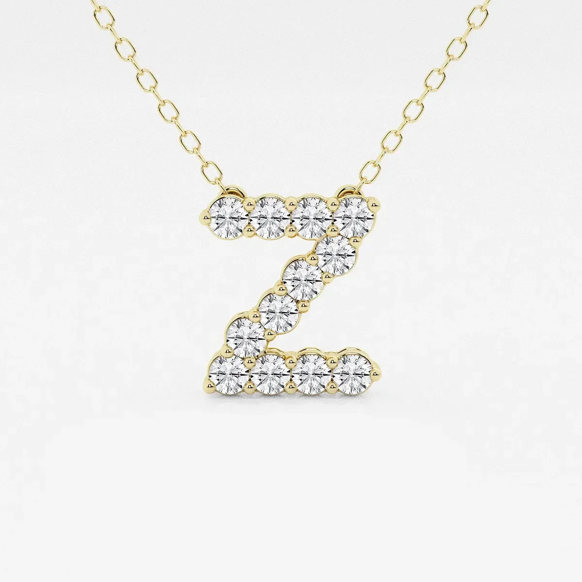 Yellow gold necklace with lab grown diamond Z letter pendant from Delux Jewelry