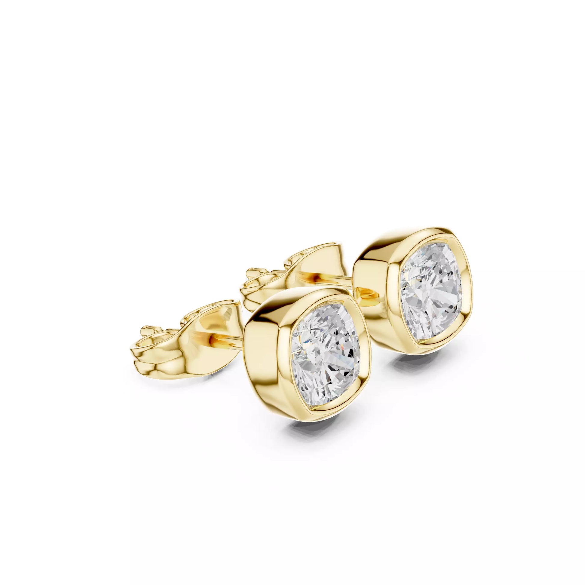 Cushion Bezel Stud Earrings
