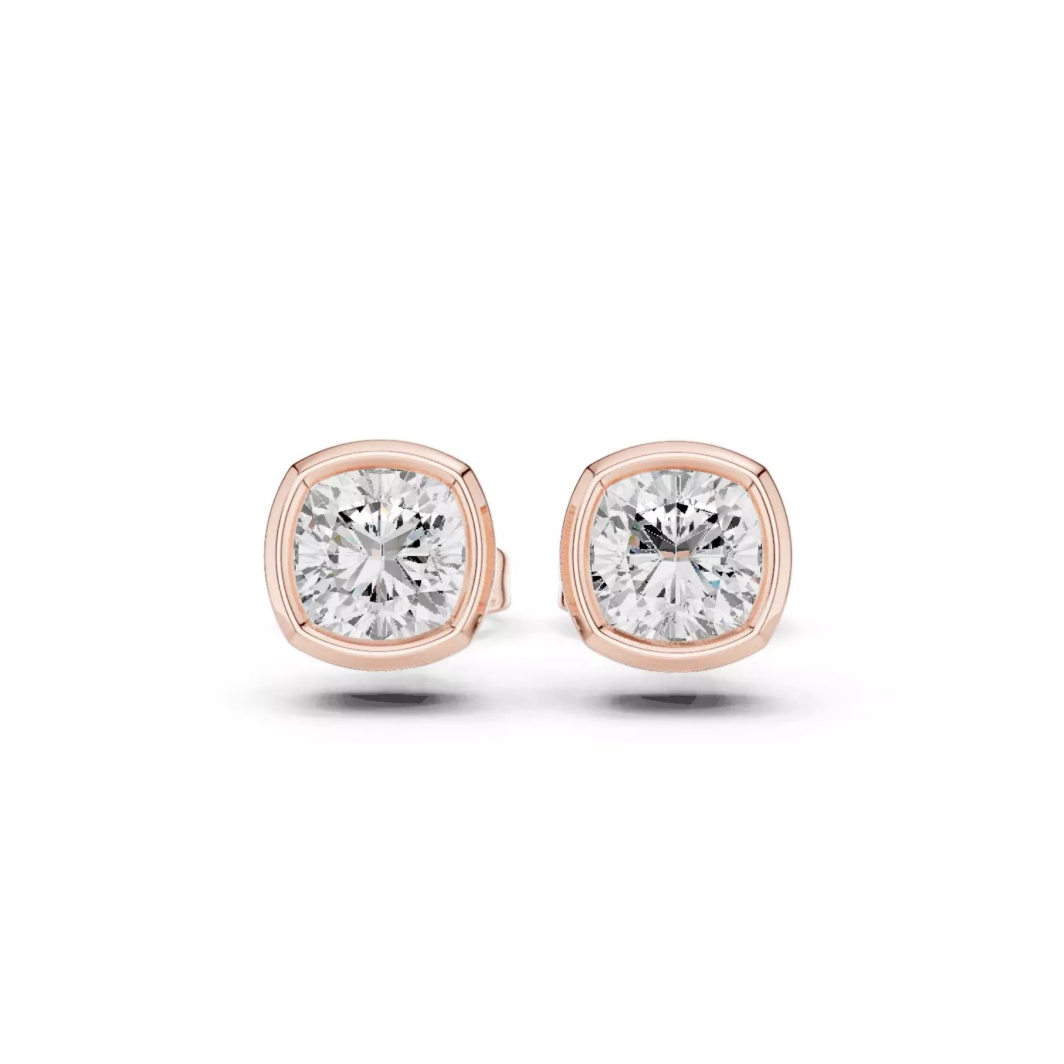 Cushion Bezel Stud Earrings