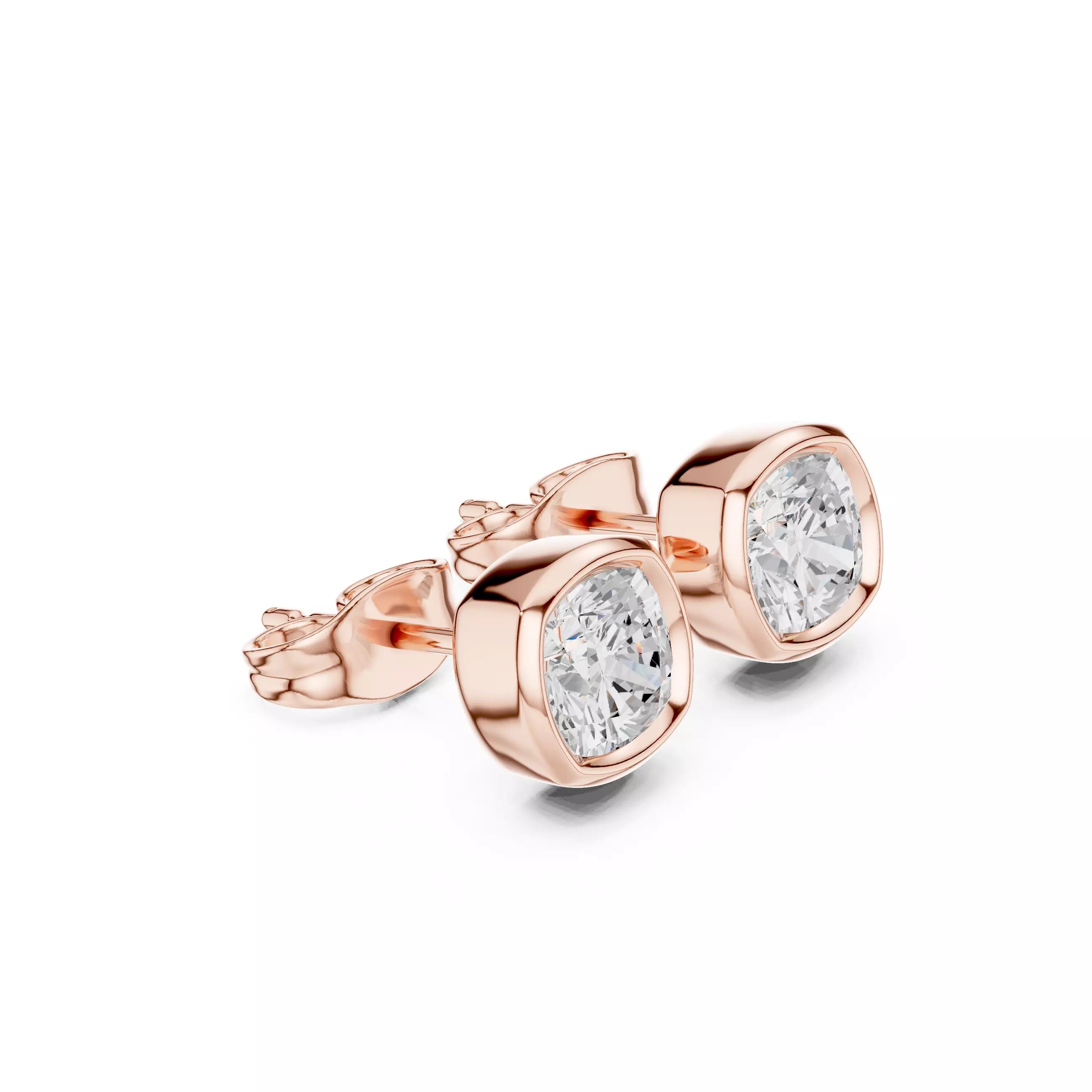 Cushion Bezel Stud Earrings
