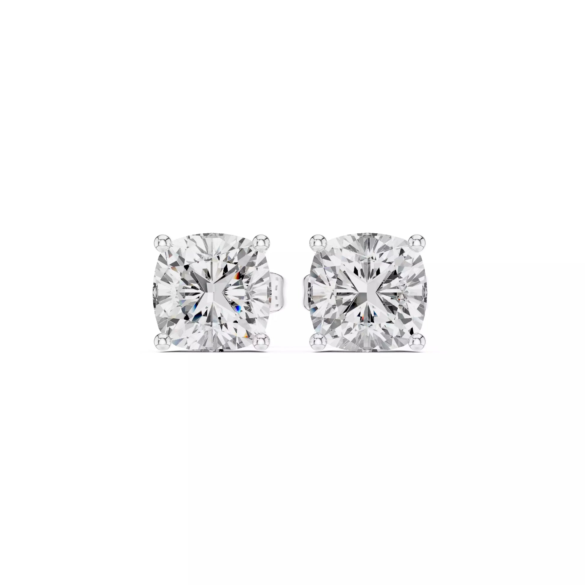 Solitaire Cushion Cut Diamond Stud Earring
