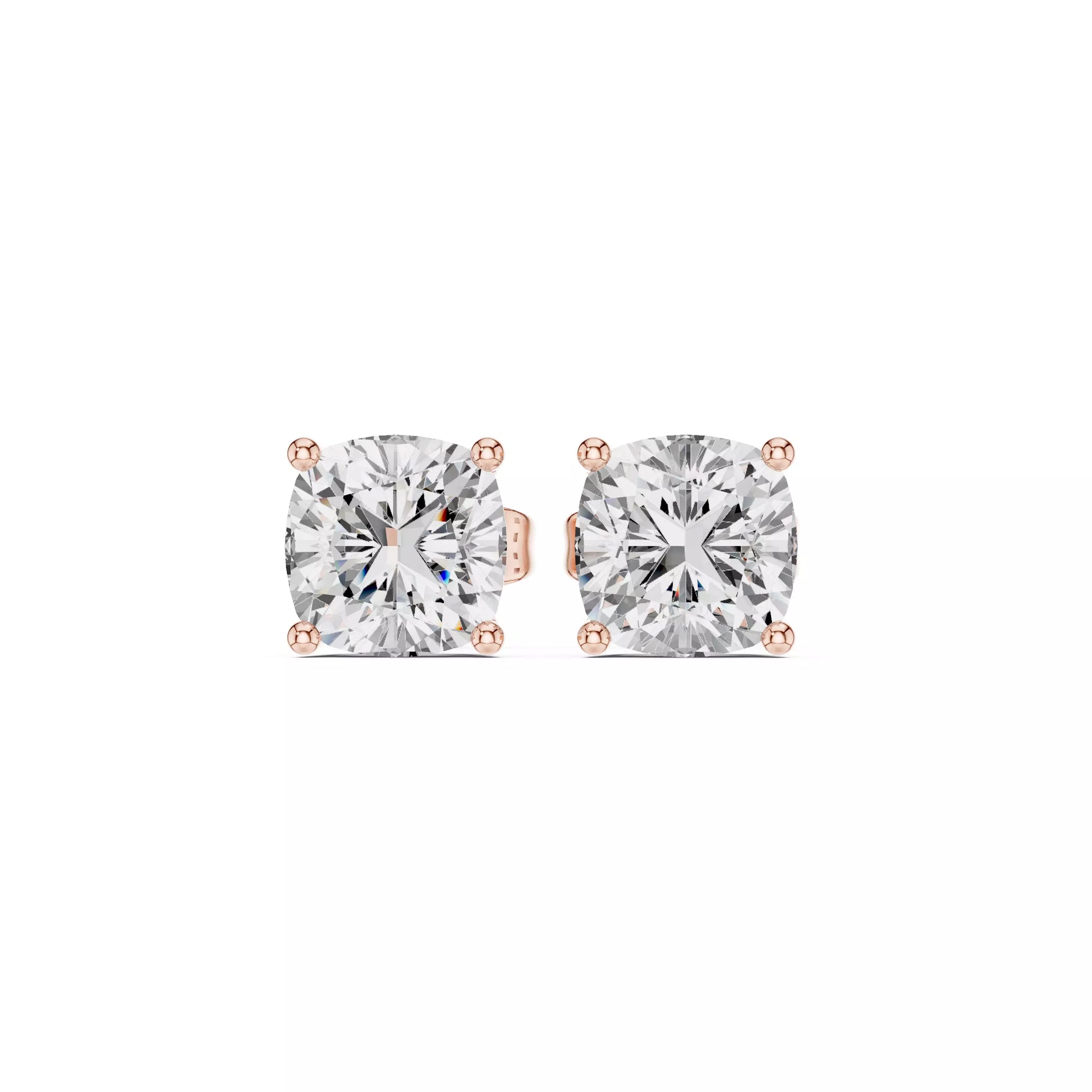 Solitaire Cushion Cut Diamond Stud Earring