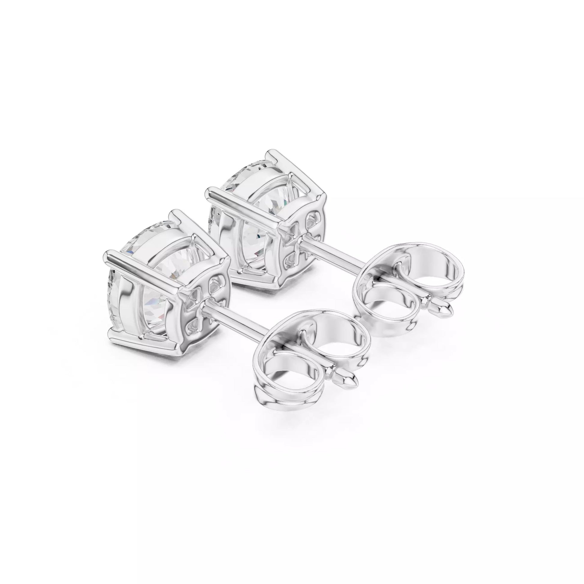Solitaire Cushion Cut Diamond Stud Earring