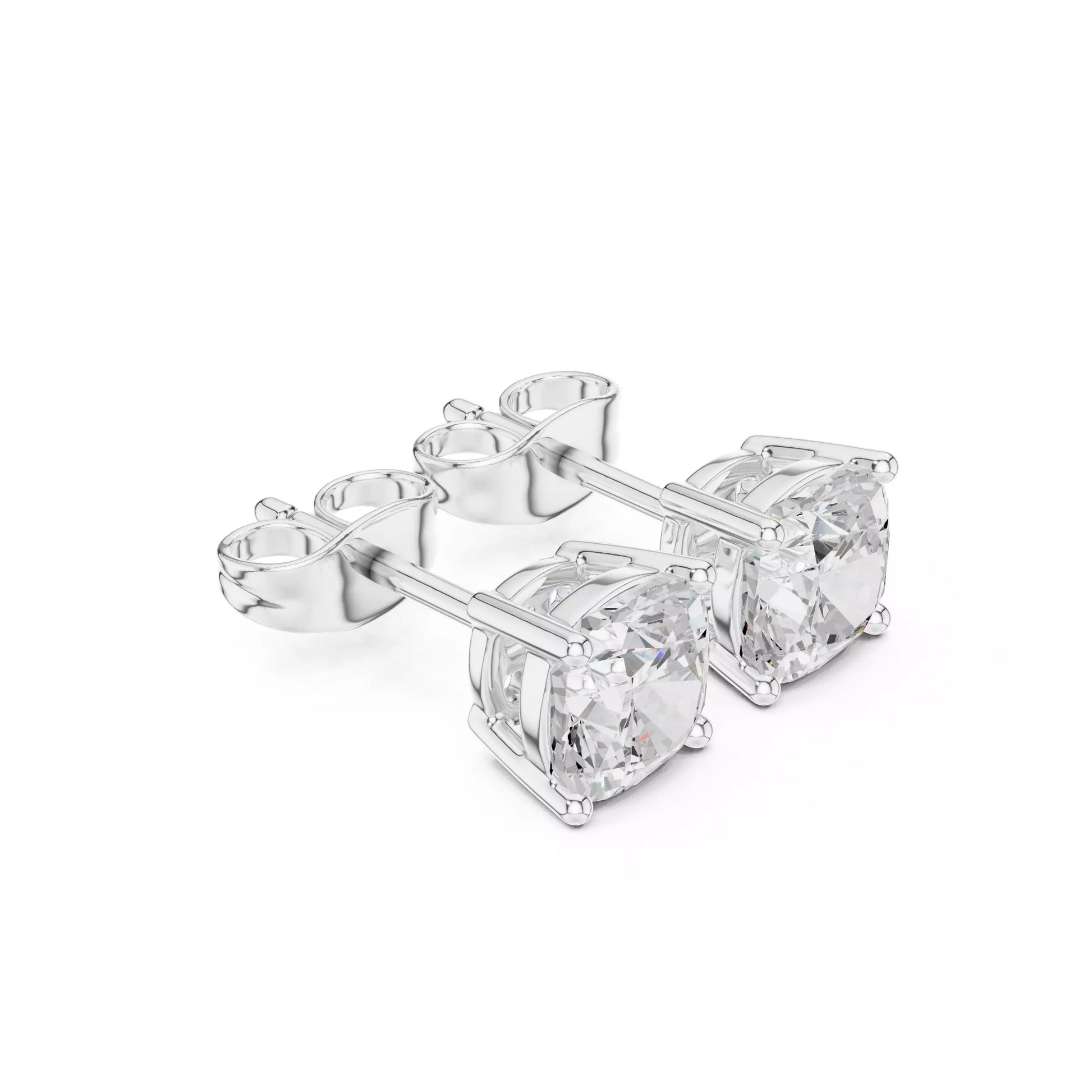 Solitaire Cushion Cut Diamond Stud Earring