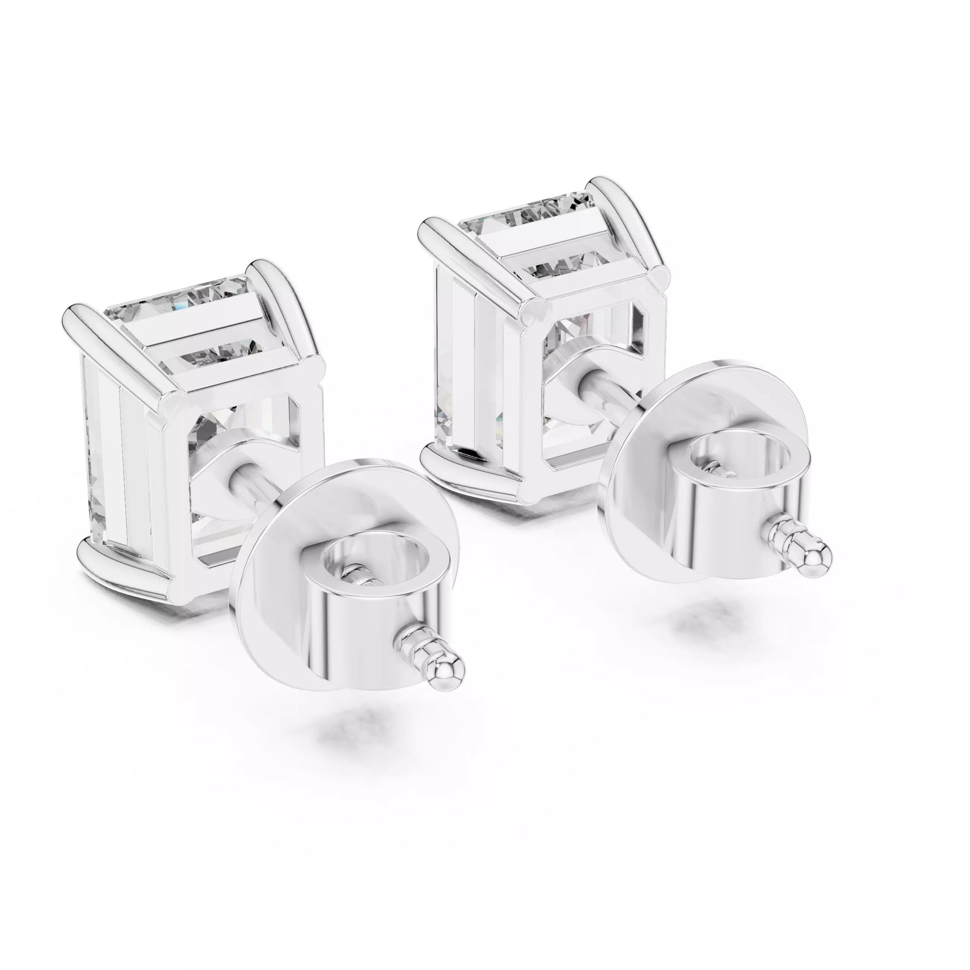 Emerald Cut Diamond Stud Earrings