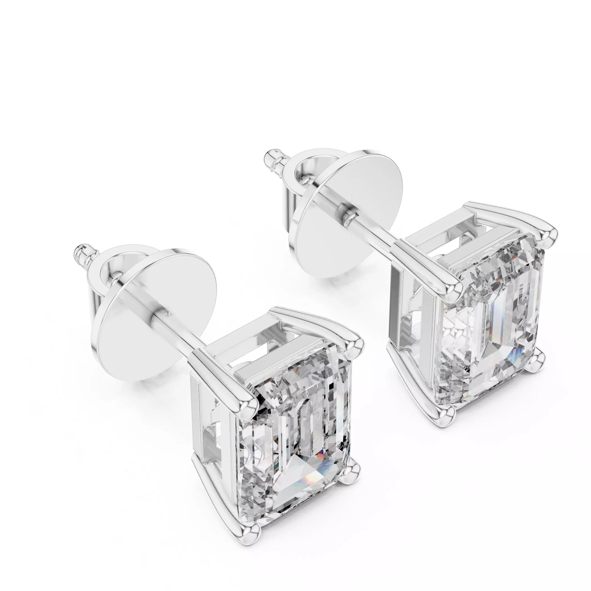 Emerald Cut Diamond Stud Earrings