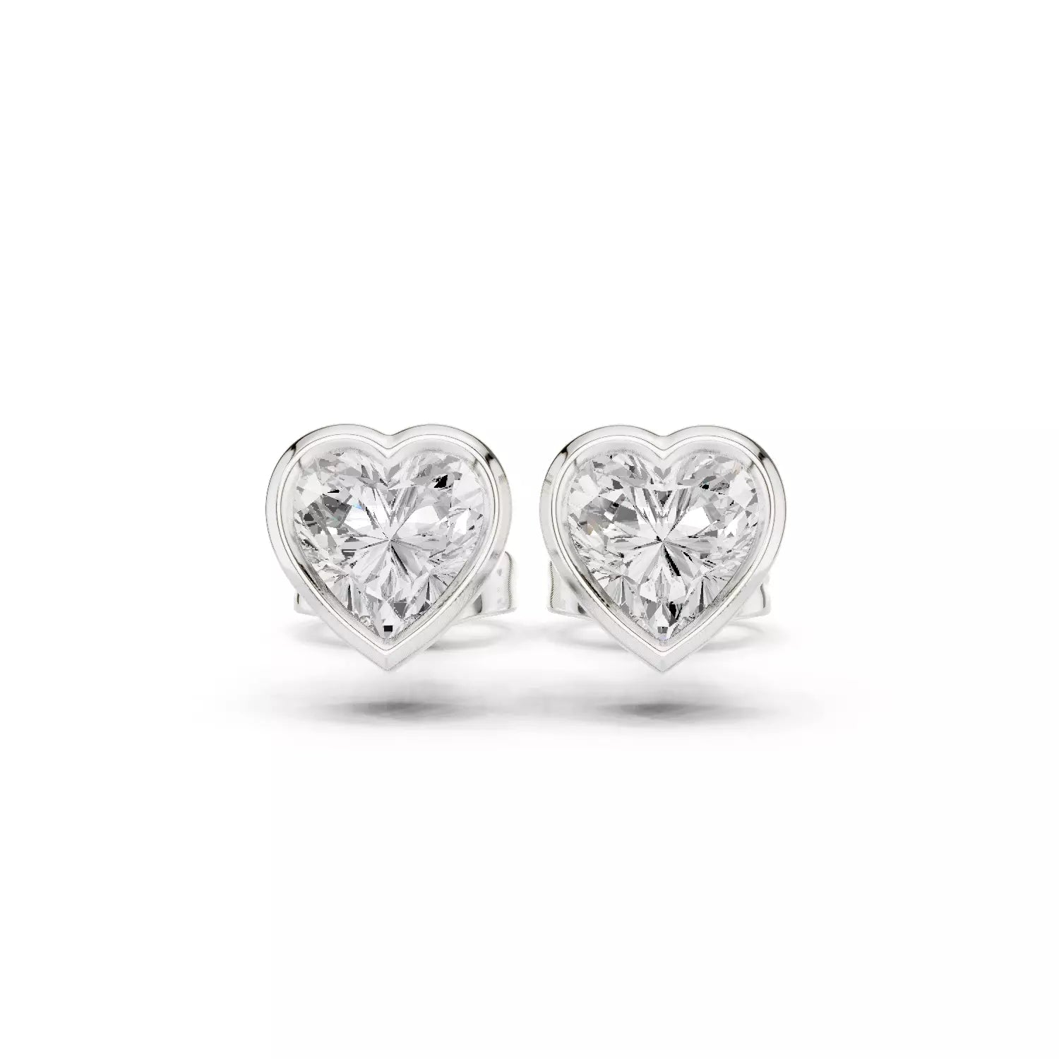 Bezel-Set Heart Diamond Stud Earrings