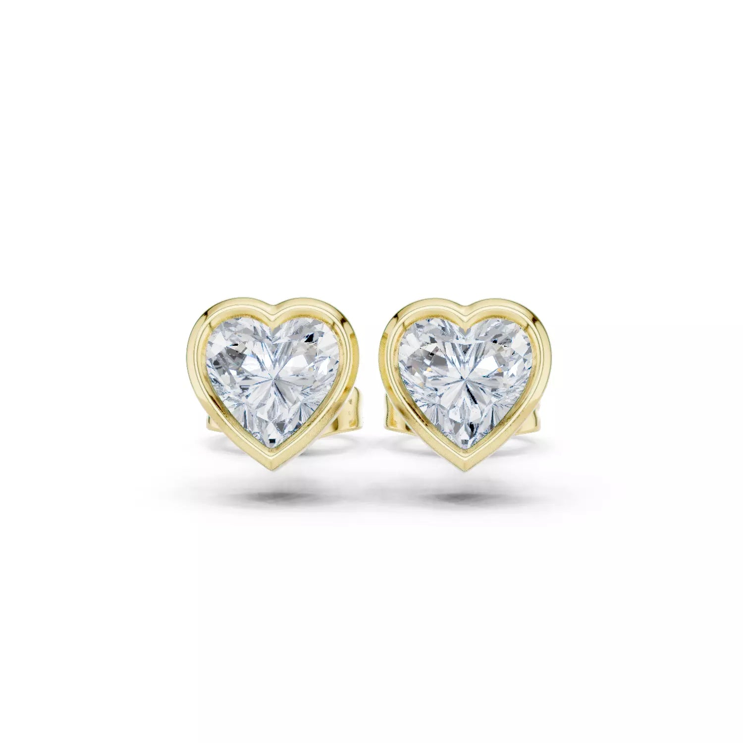 Bezel-Set Heart Diamond Stud Earrings