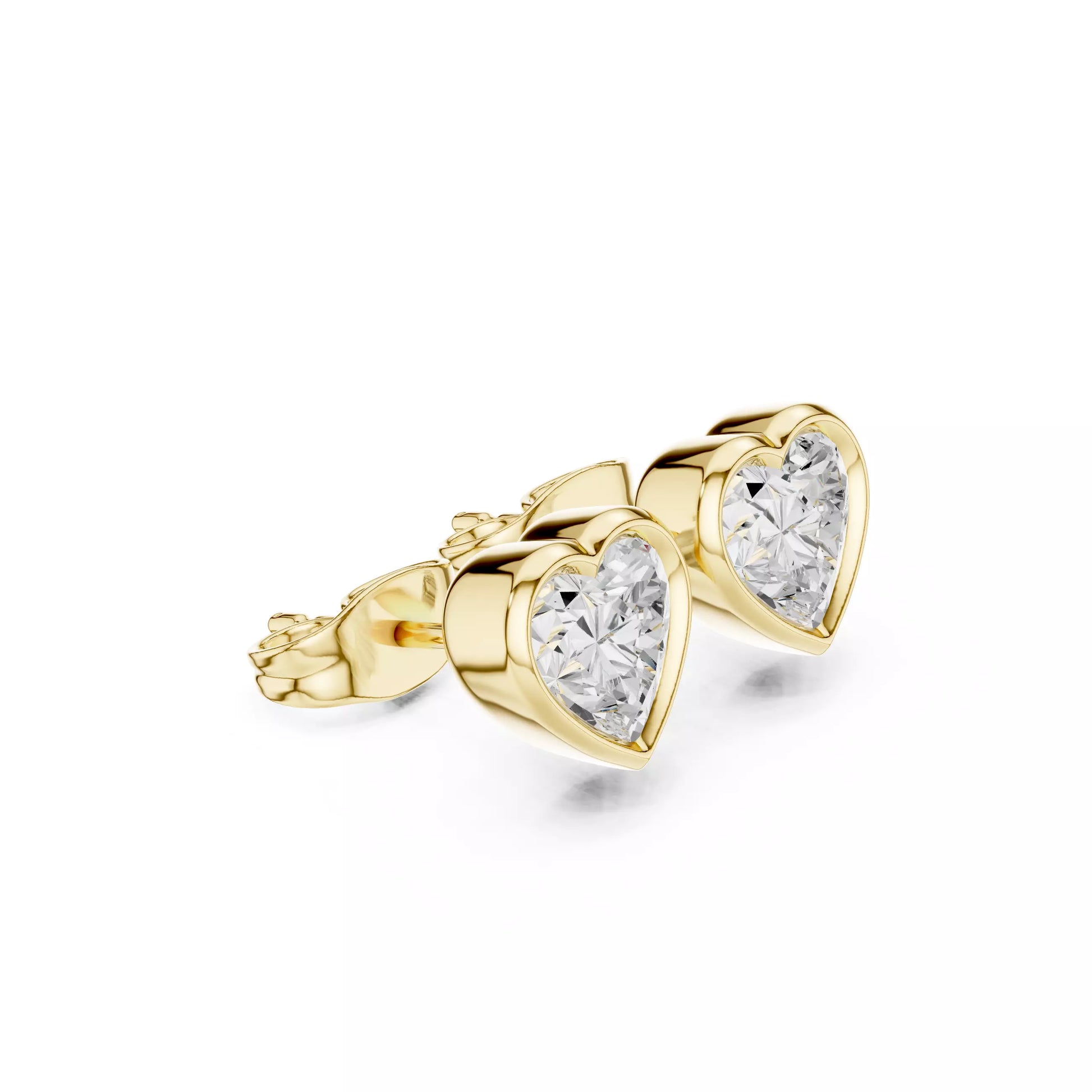 Bezel-Set Heart Diamond Stud Earrings