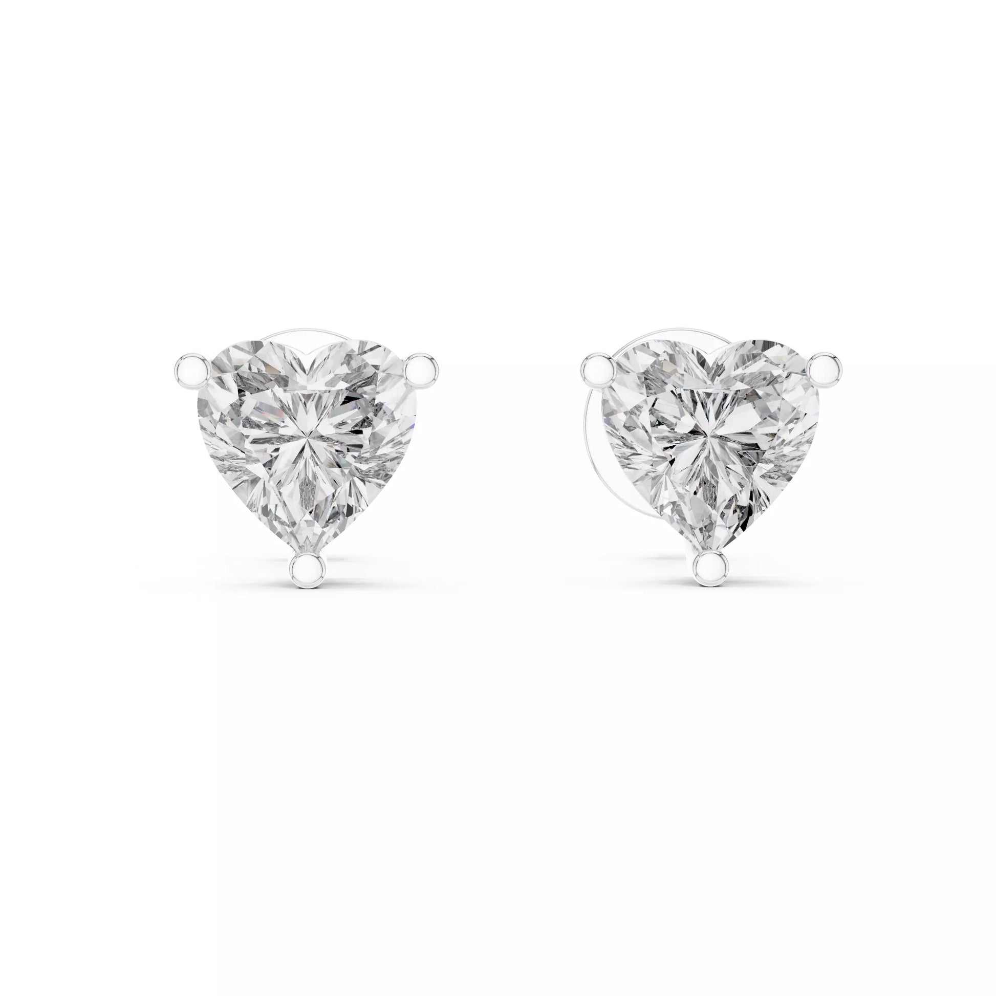 Heart Diamond Stud Earrings