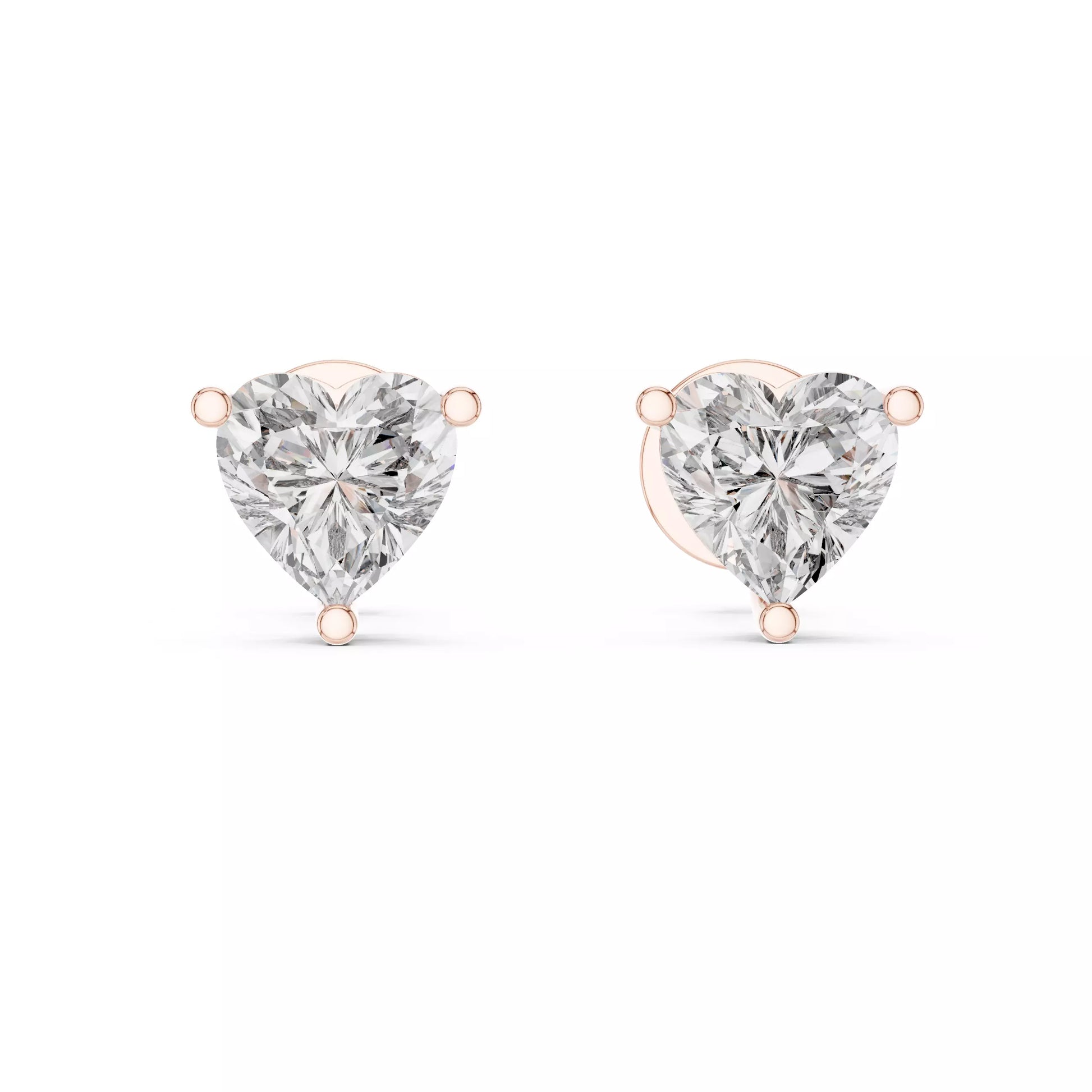Heart Diamond Stud Earrings