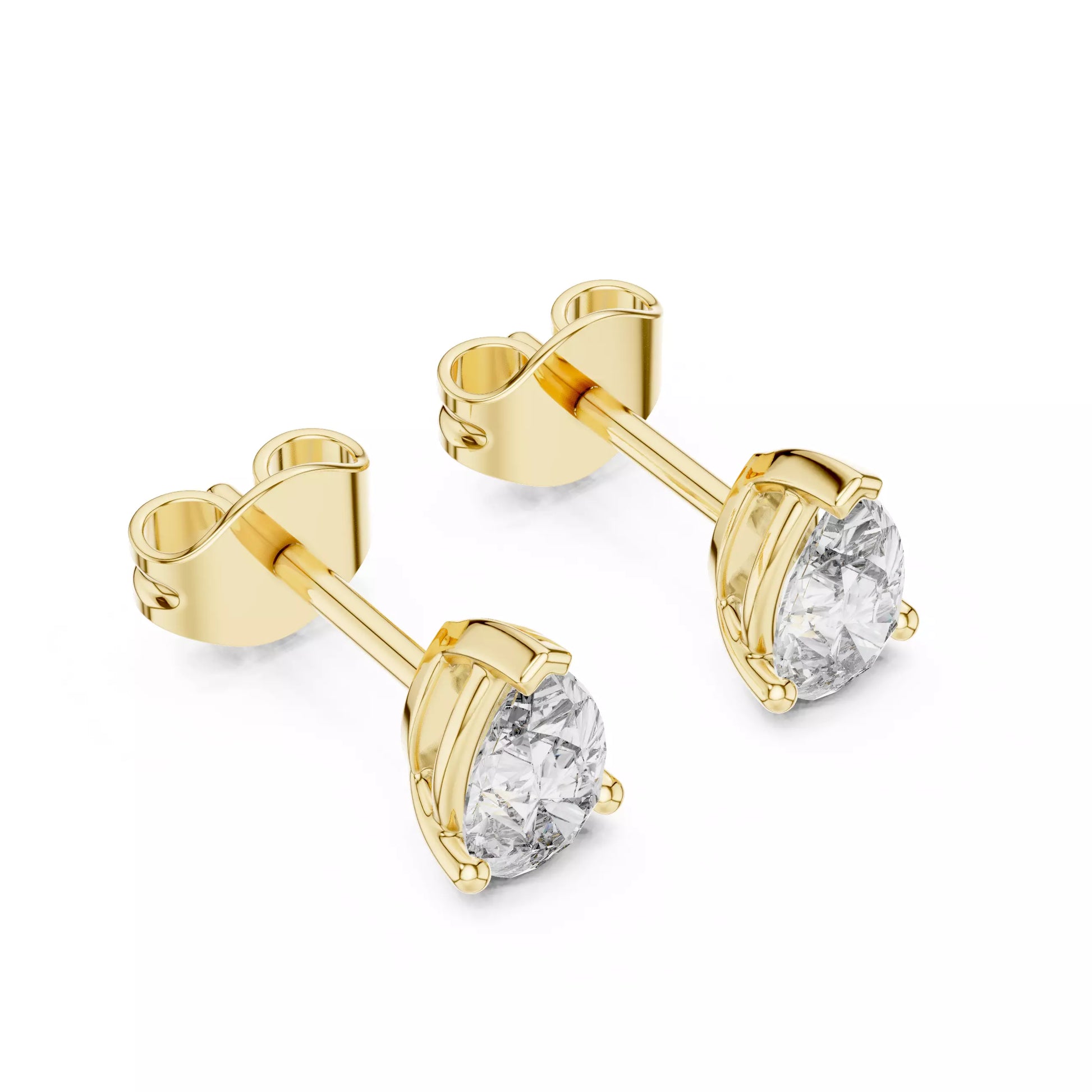 Solitaire Pear Cut Diamond Stud Earrings