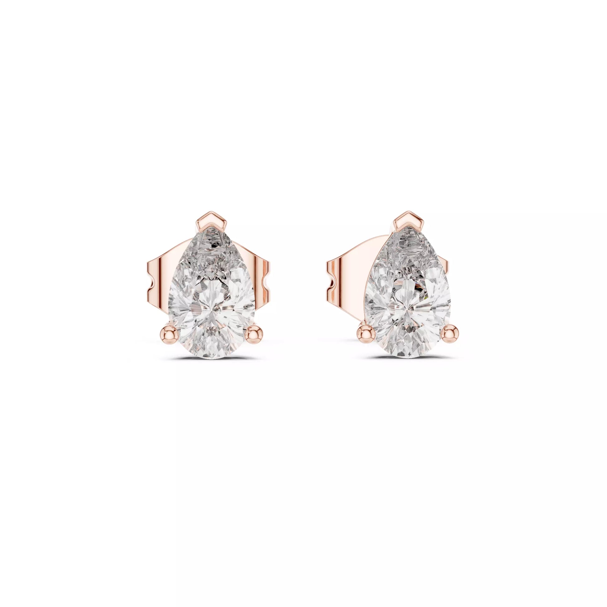 Solitaire Pear Cut Diamond Stud Earrings