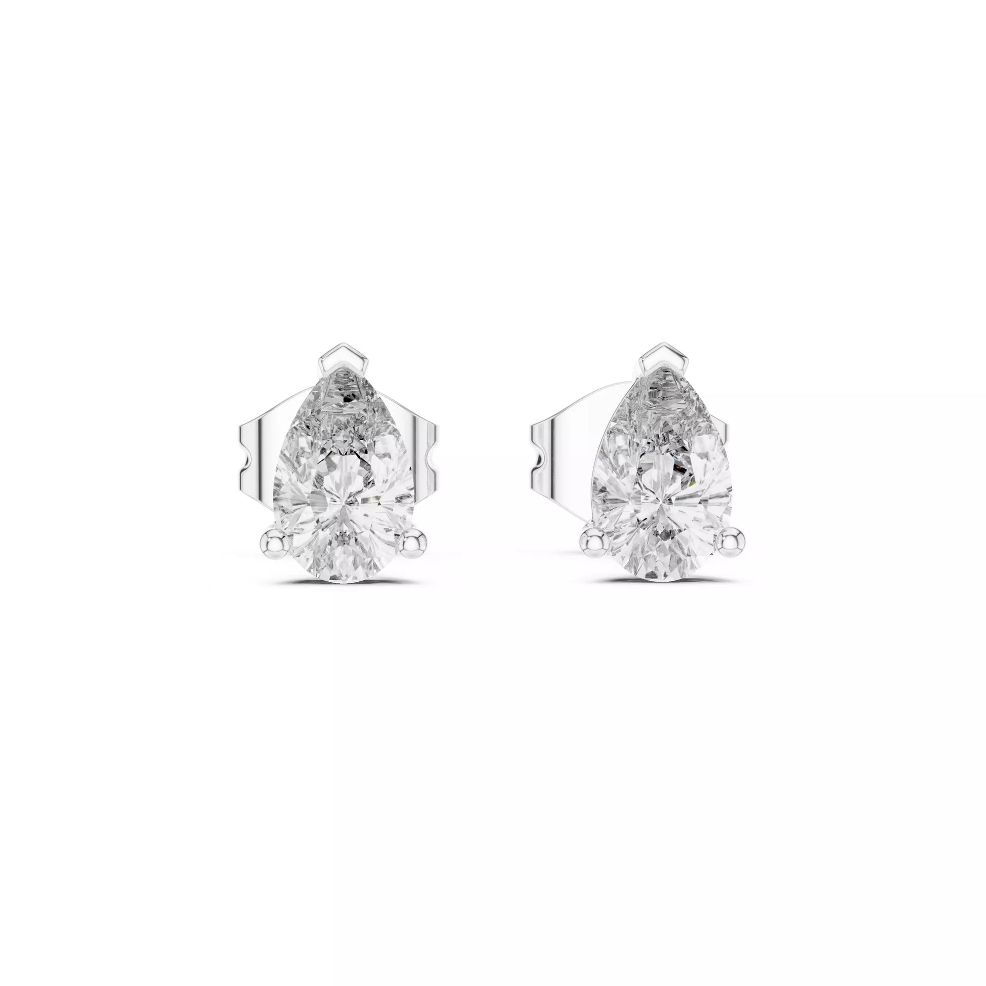 Solitaire Pear Cut Diamond Stud Earrings