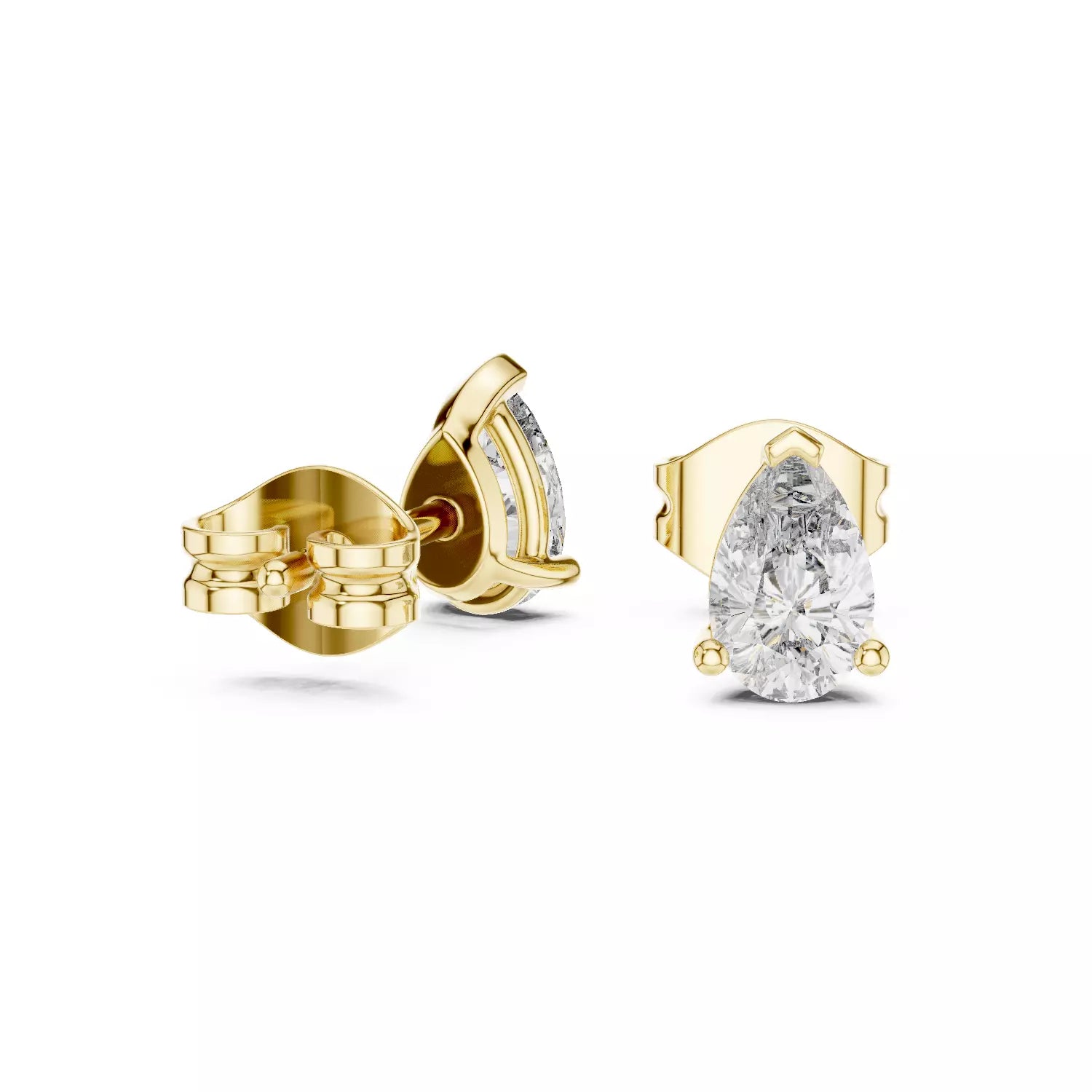 Solitaire Pear Cut Diamond Stud Earrings