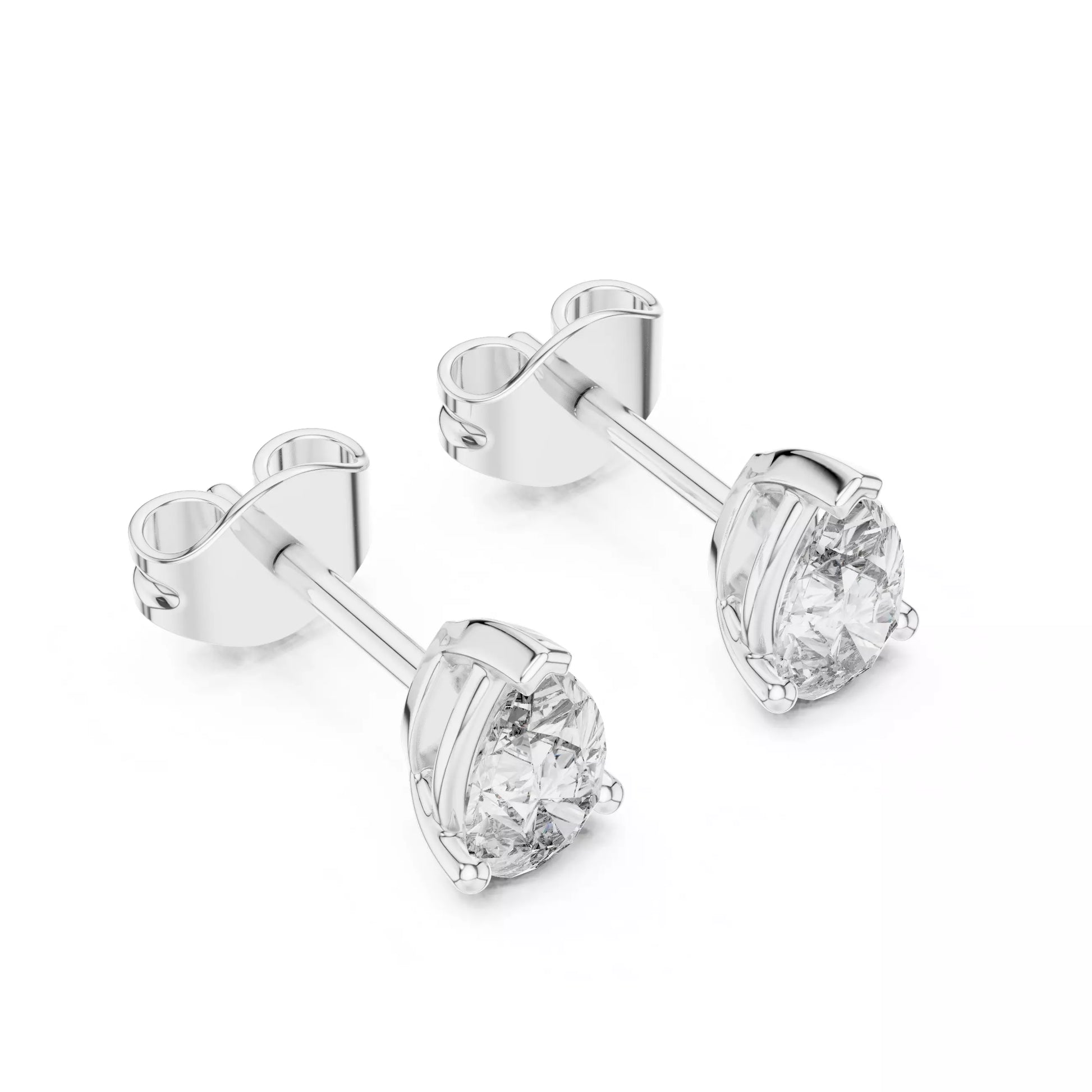 Solitaire Pear Cut Diamond Stud Earrings