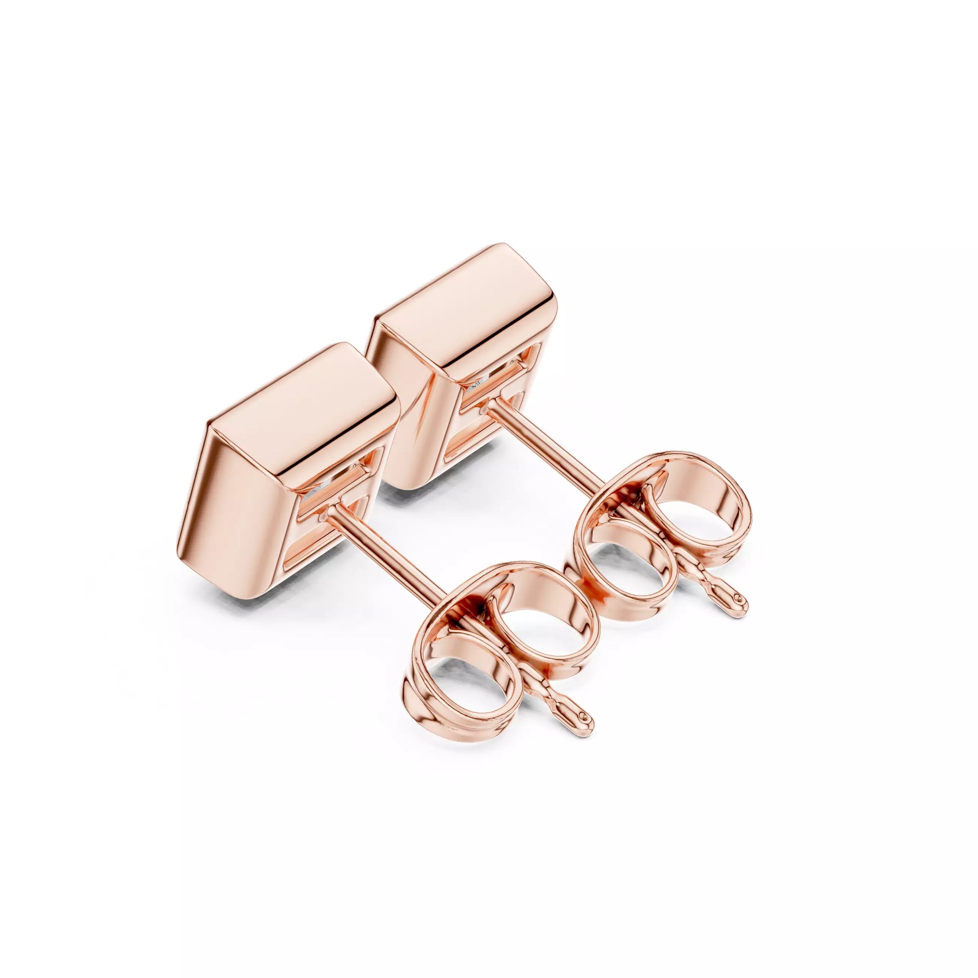 Princess-Cut Bezel Diamond Stud Earrings