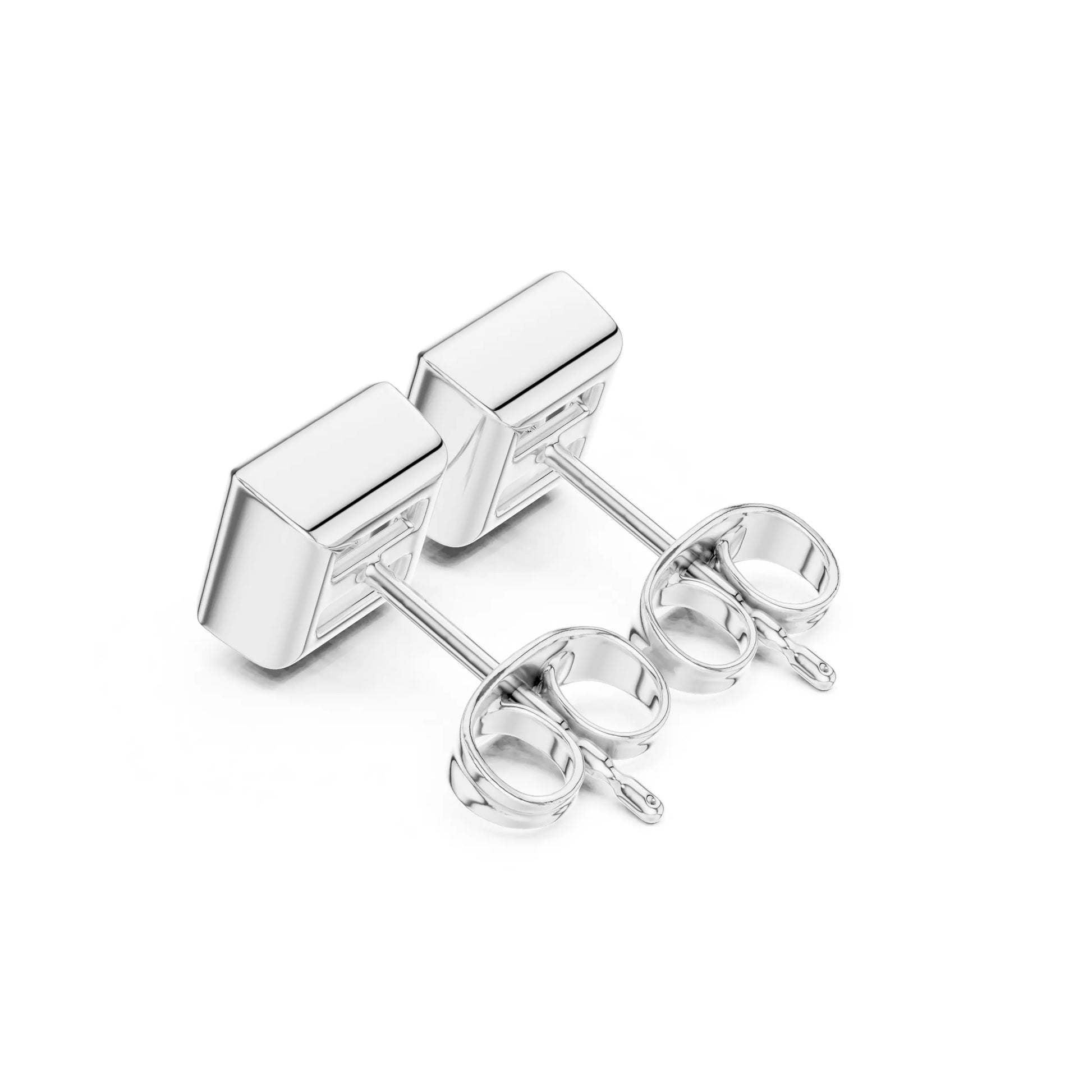 Princess-Cut Bezel Diamond Stud Earrings
