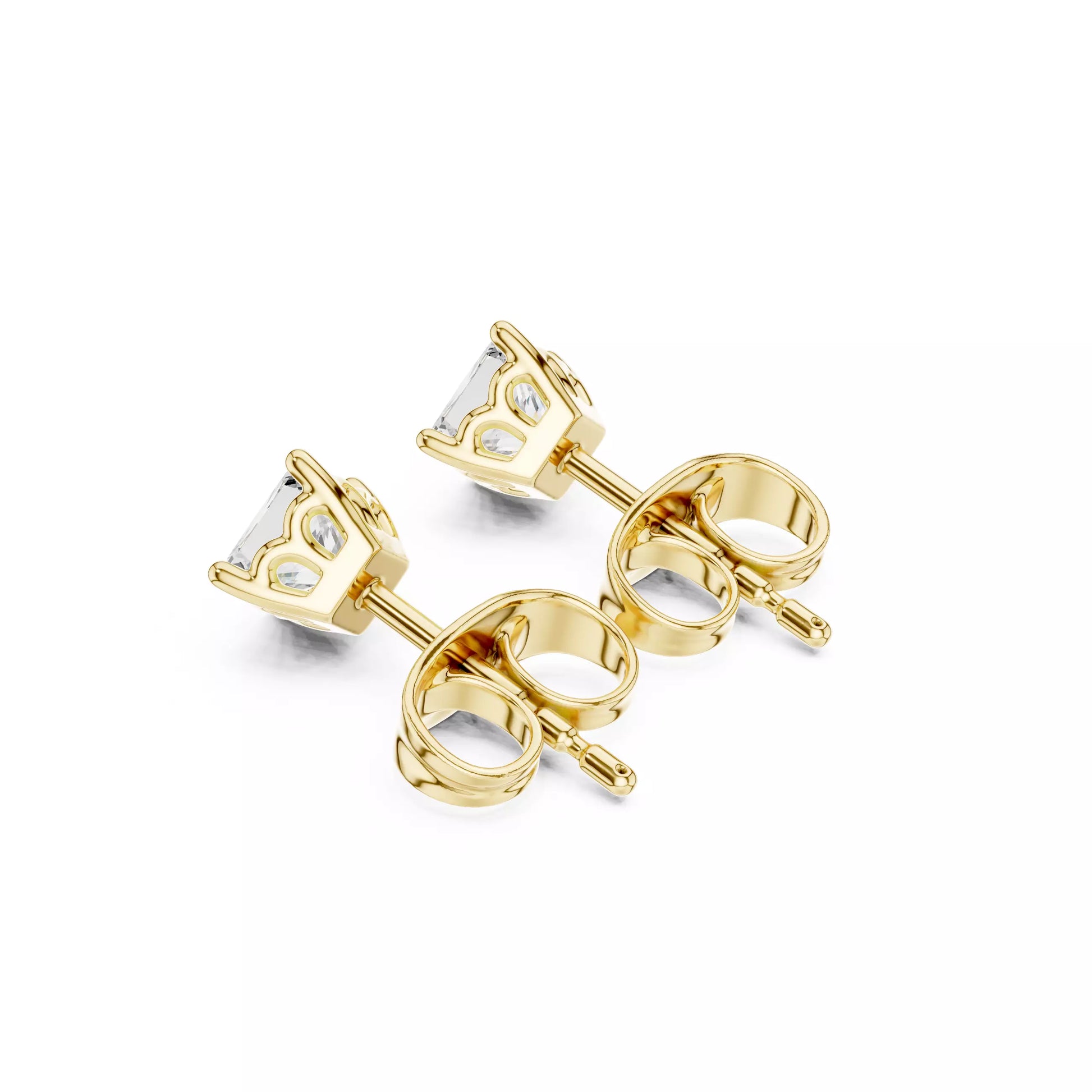 Solitaire Princess Cut Diamond Stud Earrings