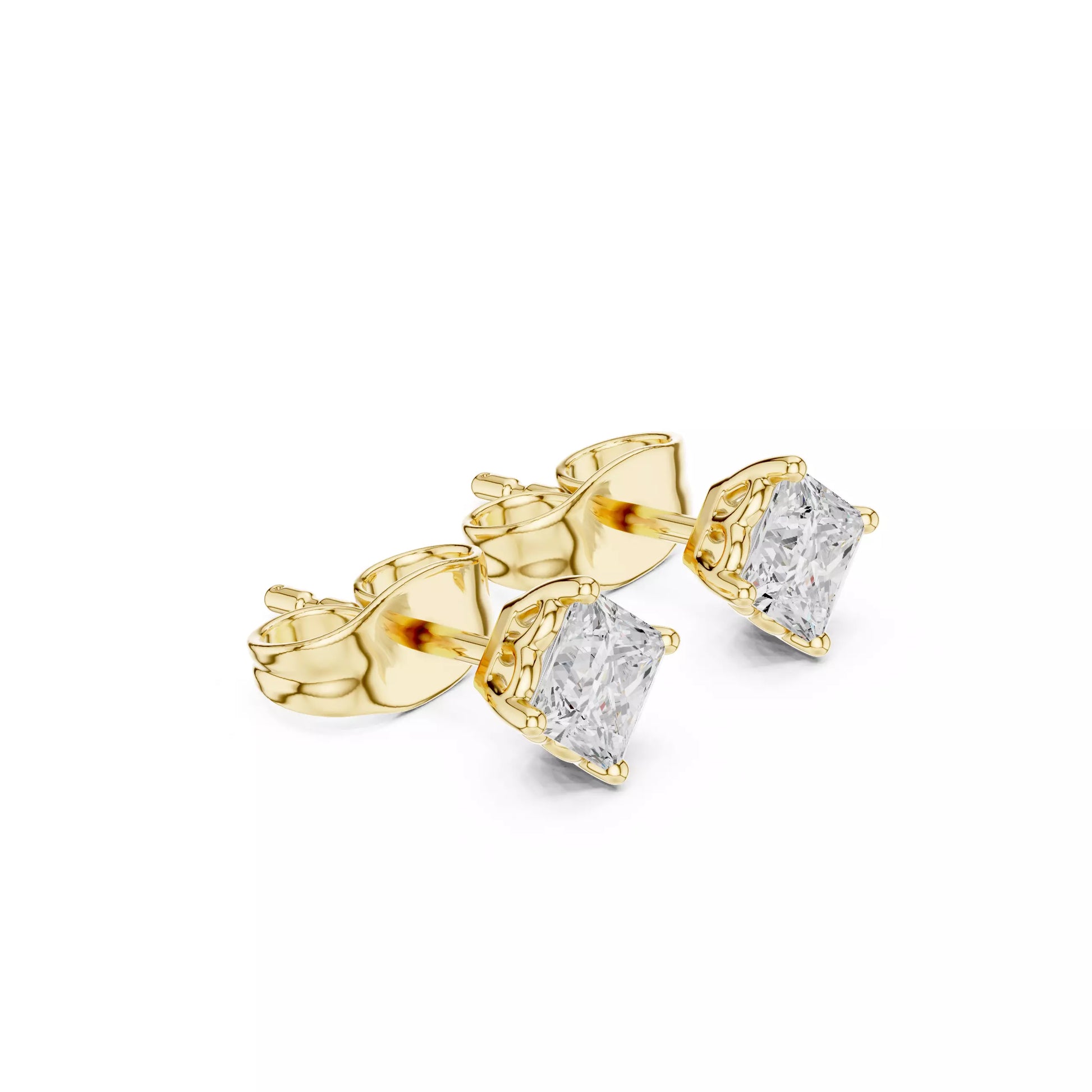 Solitaire Princess Cut Diamond Stud Earrings