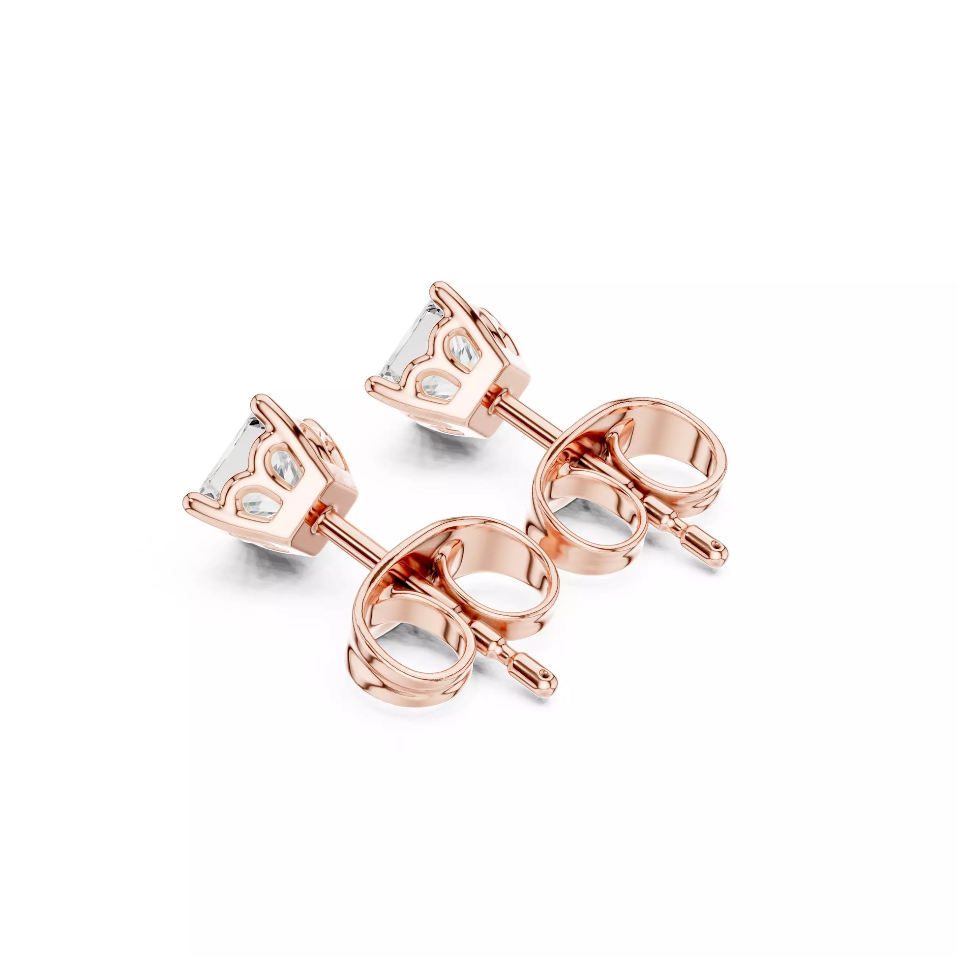 Solitaire Princess Cut Diamond Stud Earrings