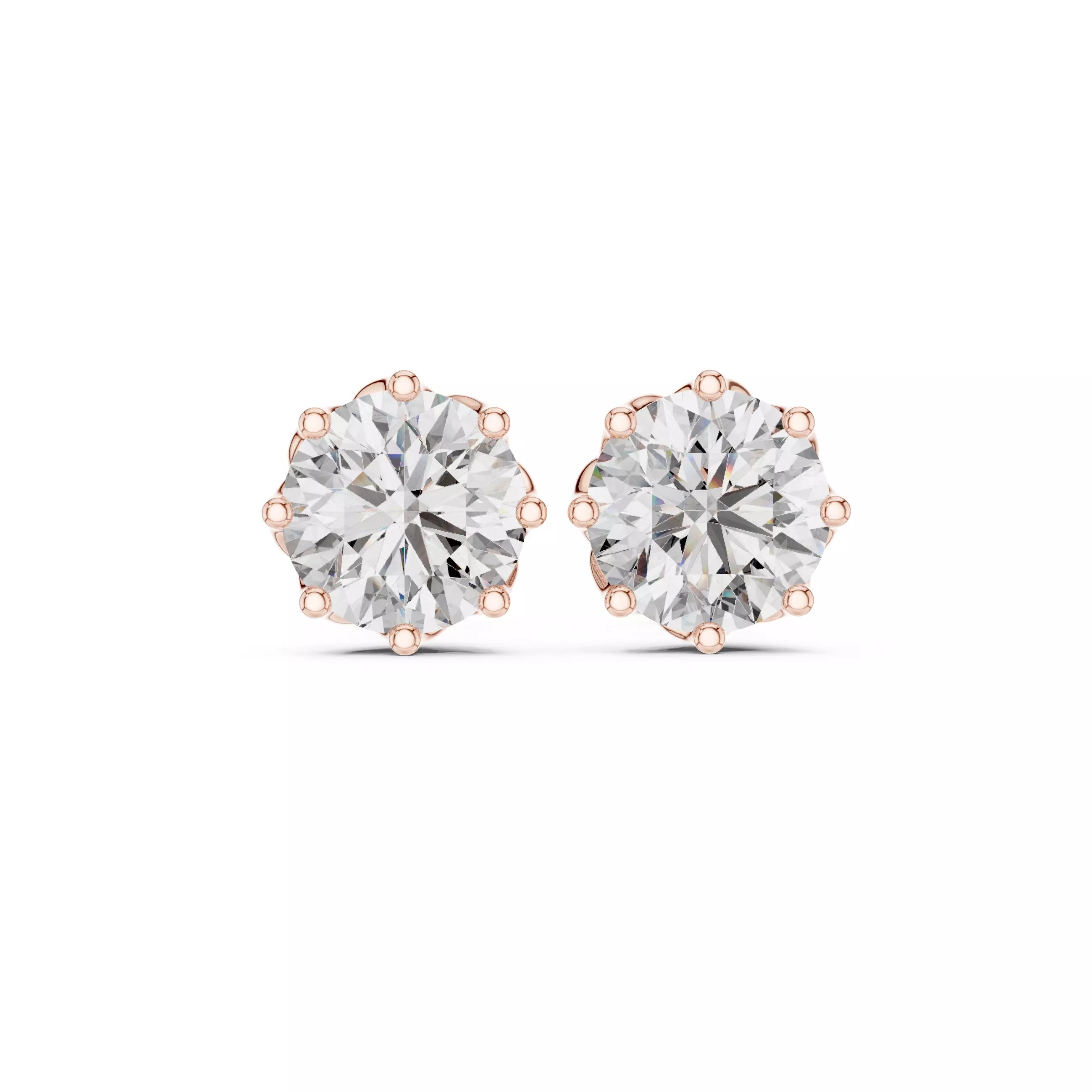 Eight-Prong Round Diamond Stud Earrings