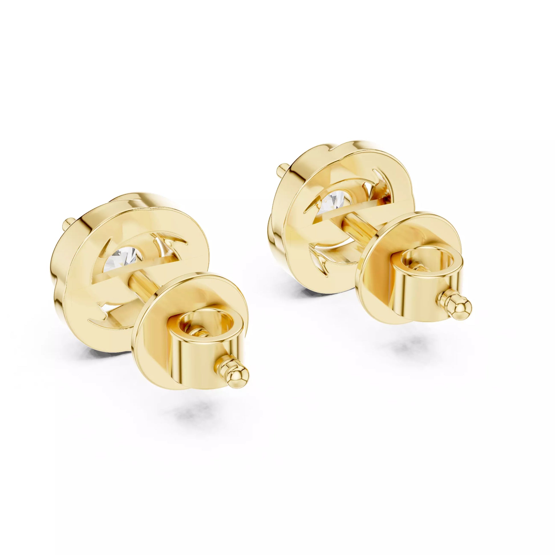 Round Diamond Swirl Flower Stud Earrings