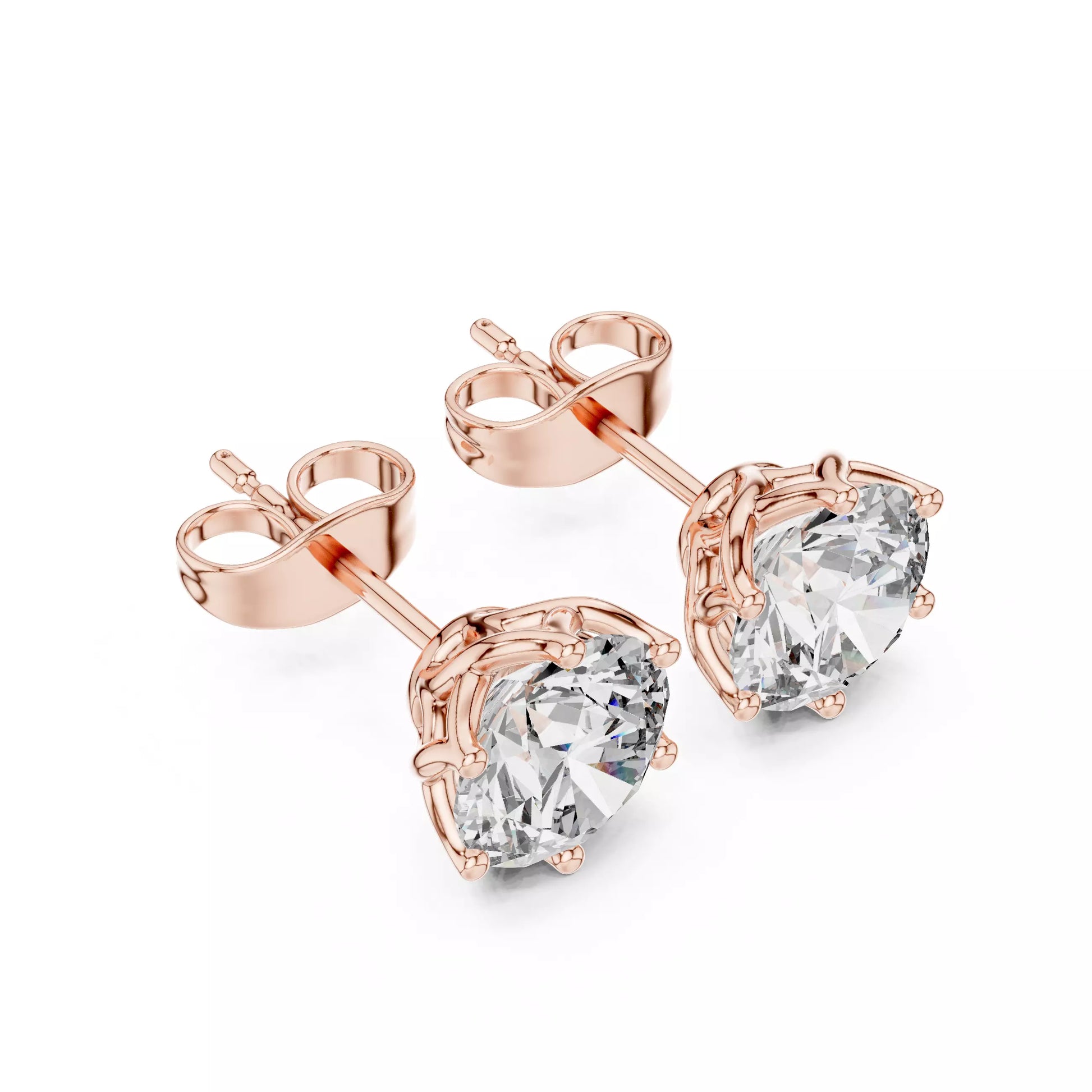 Six-Prong Round Diamond Stud Earrings
