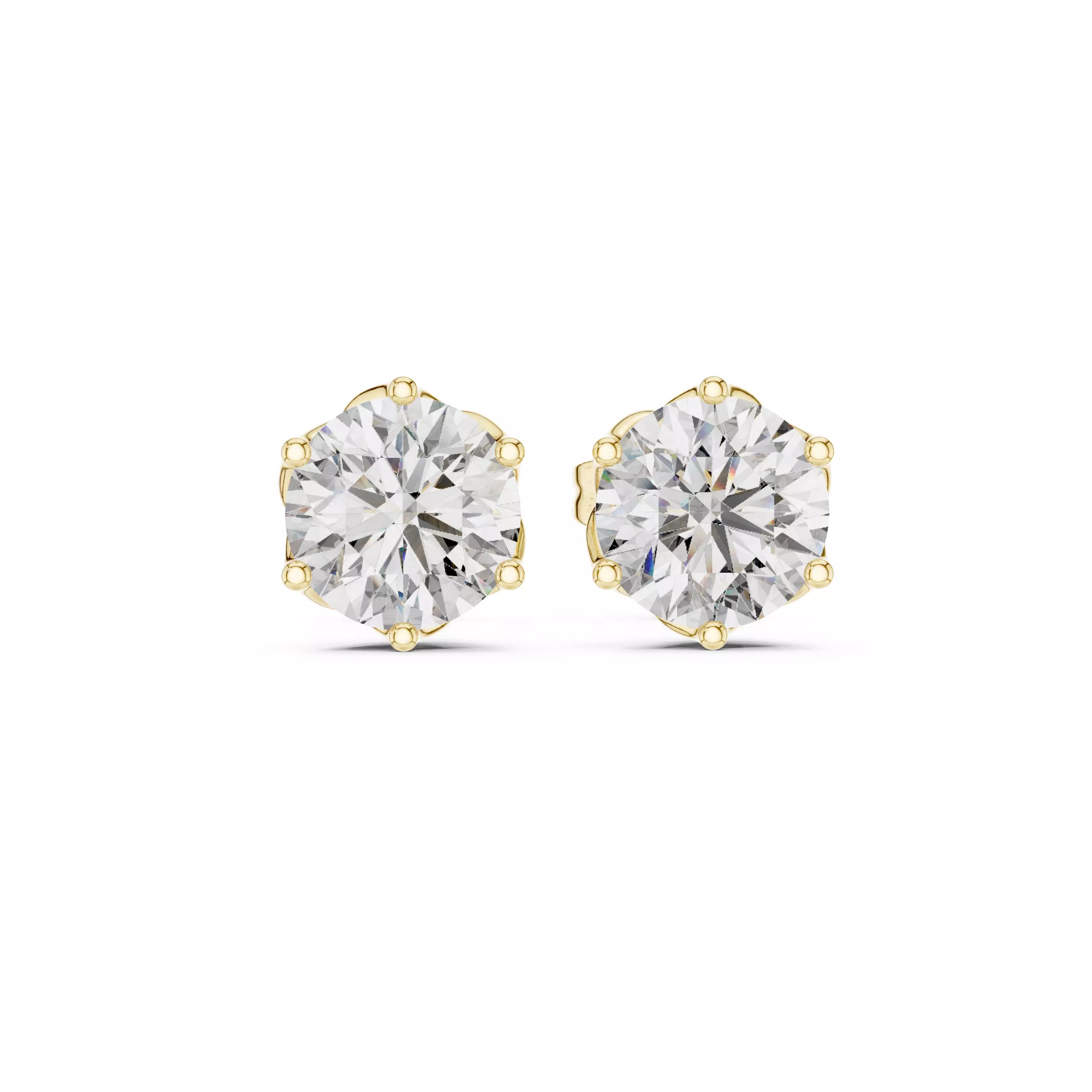 Six-Prong Round Diamond Stud Earrings