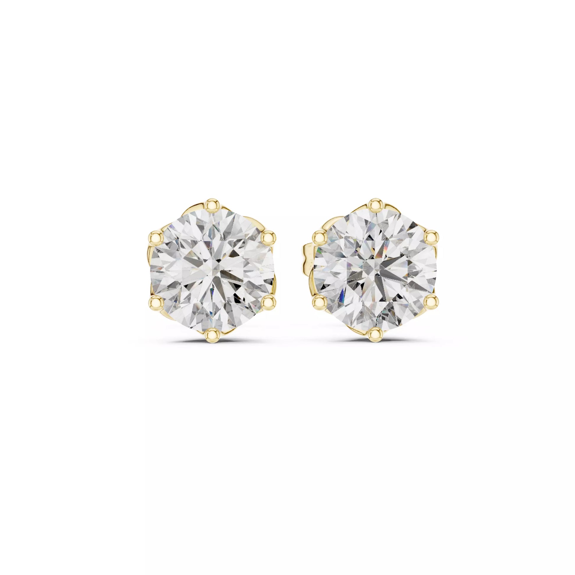 Six-Prong Round Diamond Stud Earrings