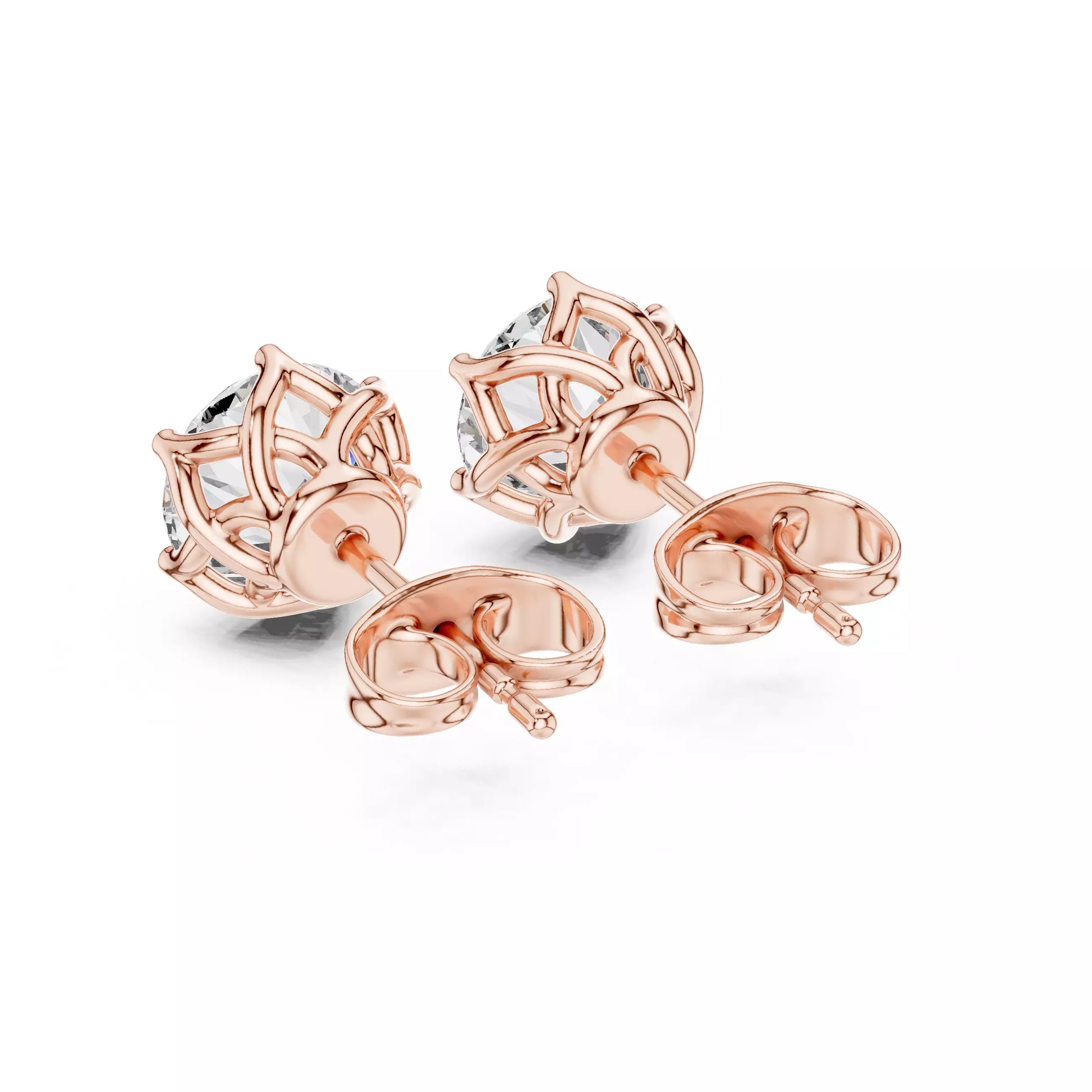 Six-Prong Round Diamond Stud Earrings