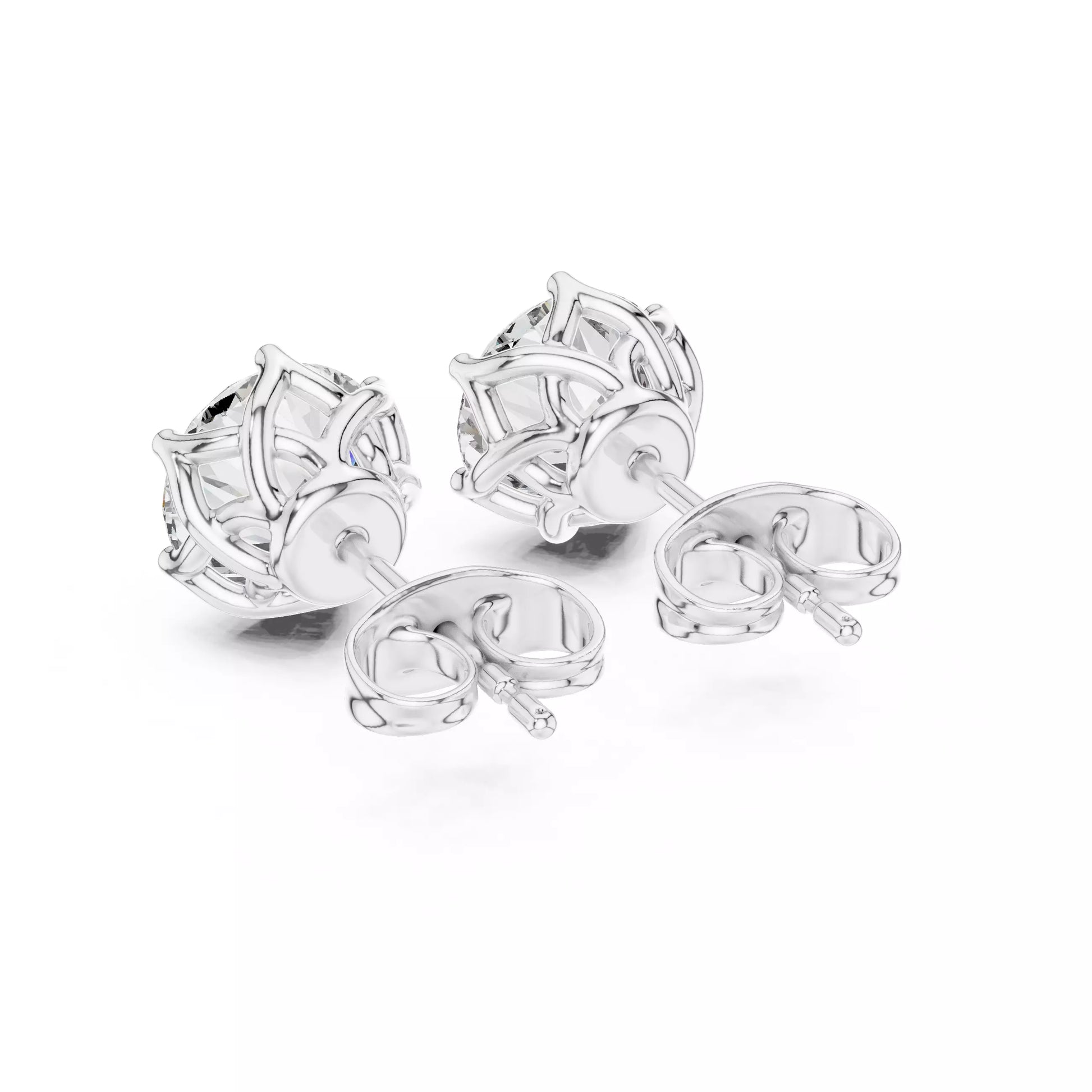 Six-Prong Round Diamond Stud Earrings