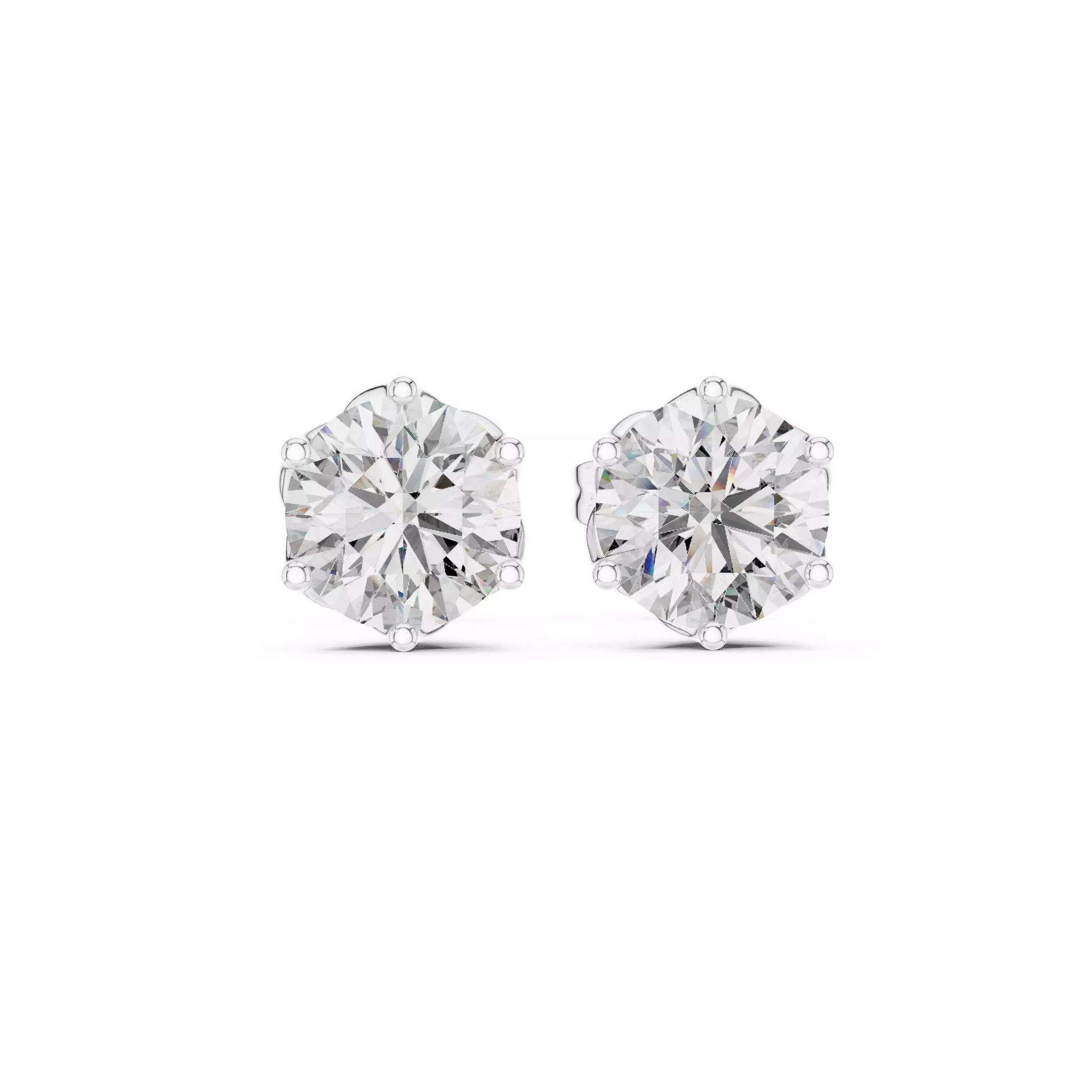Six-Prong Round Diamond Stud Earrings