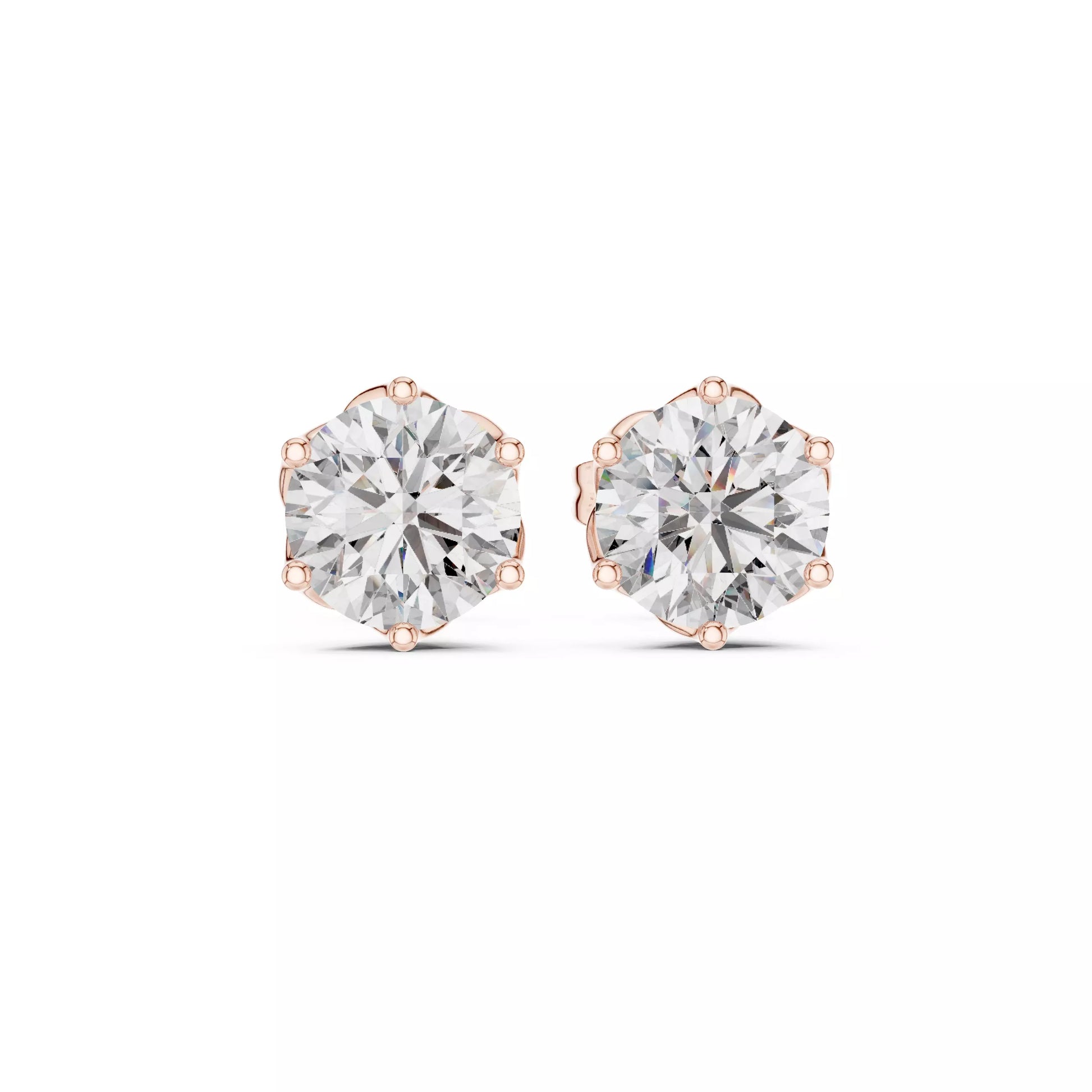 Six-Prong Round Diamond Stud Earrings