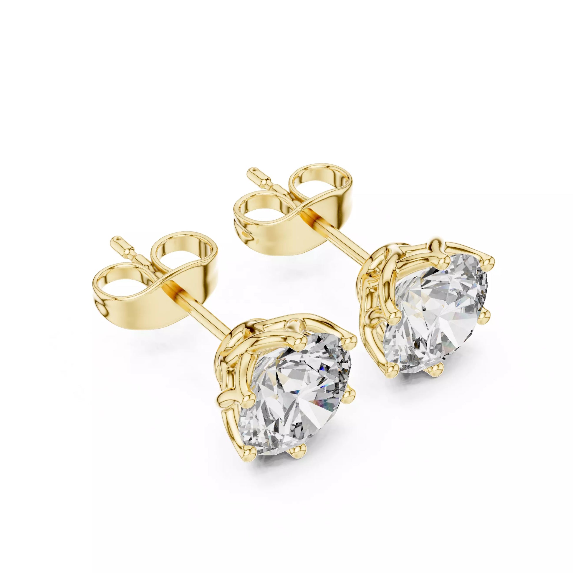 Six-Prong Round Diamond Stud Earrings