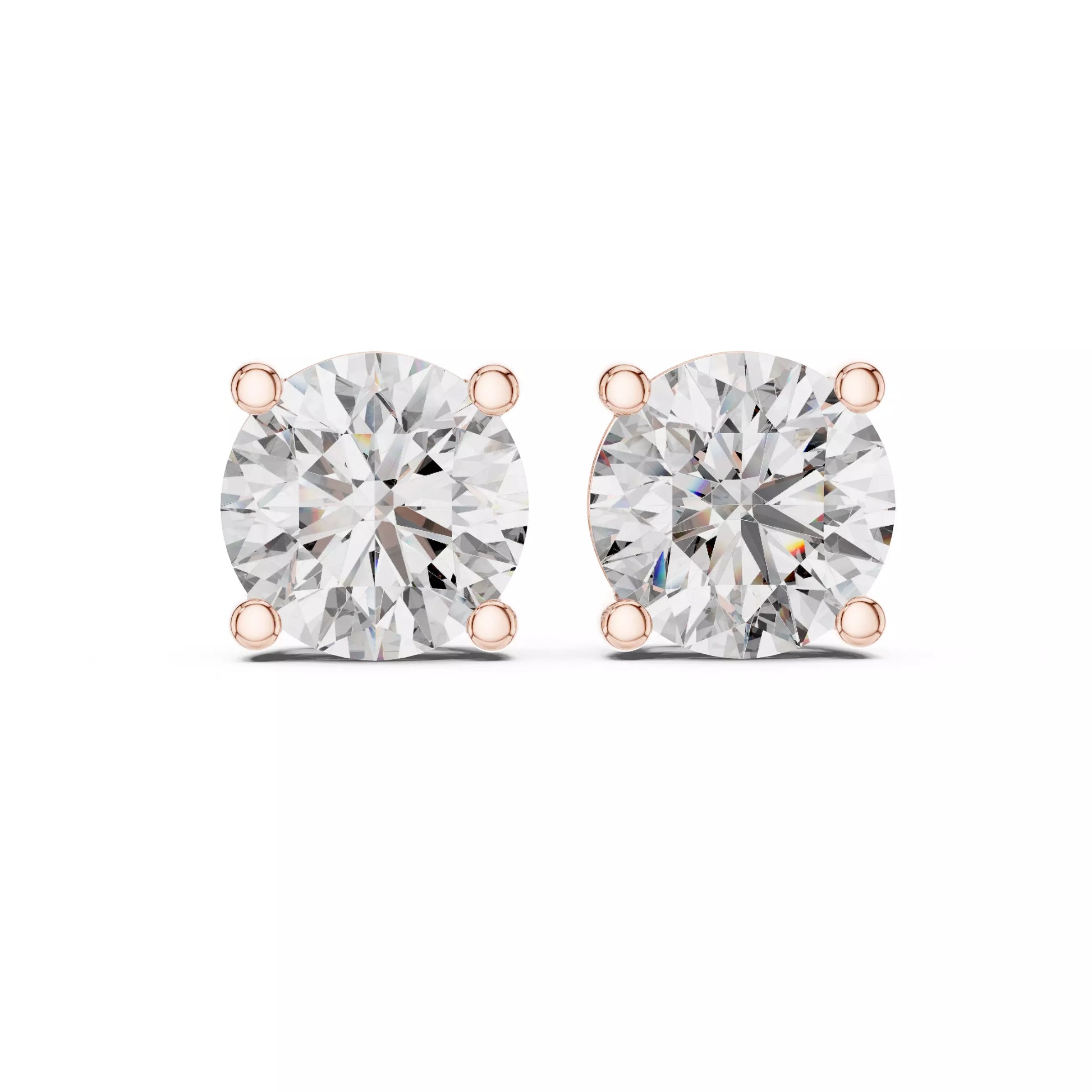 Round Diamond Stud Earrings